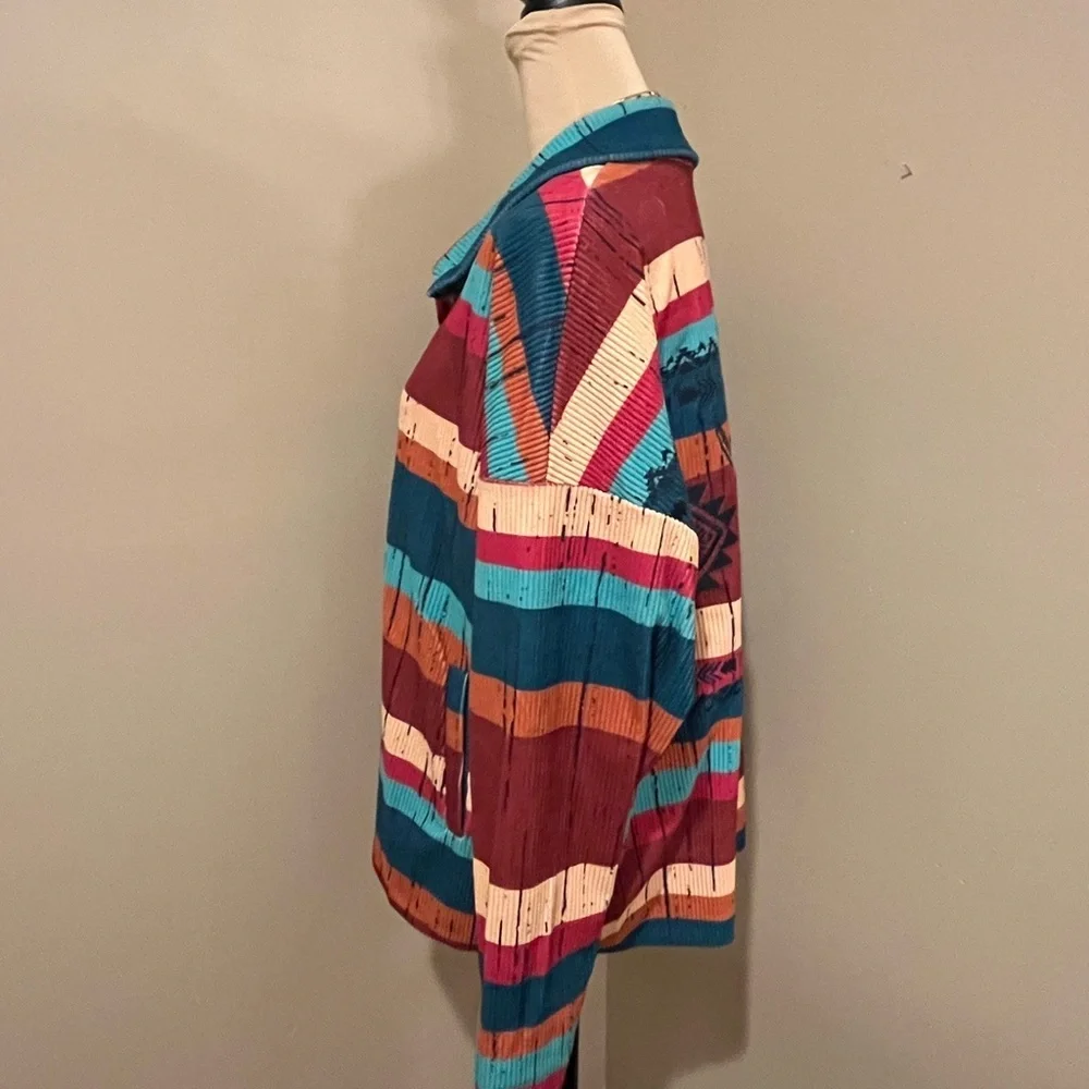 Savanna Jane Oversized Western Vibrant Colorful Knit Shacket, size Small - Picture 3 of 8